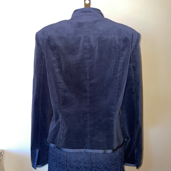 Style & Co. Black Corduroy Satin Trim Hidden Snap Front Jacket - Picture 5 of 11